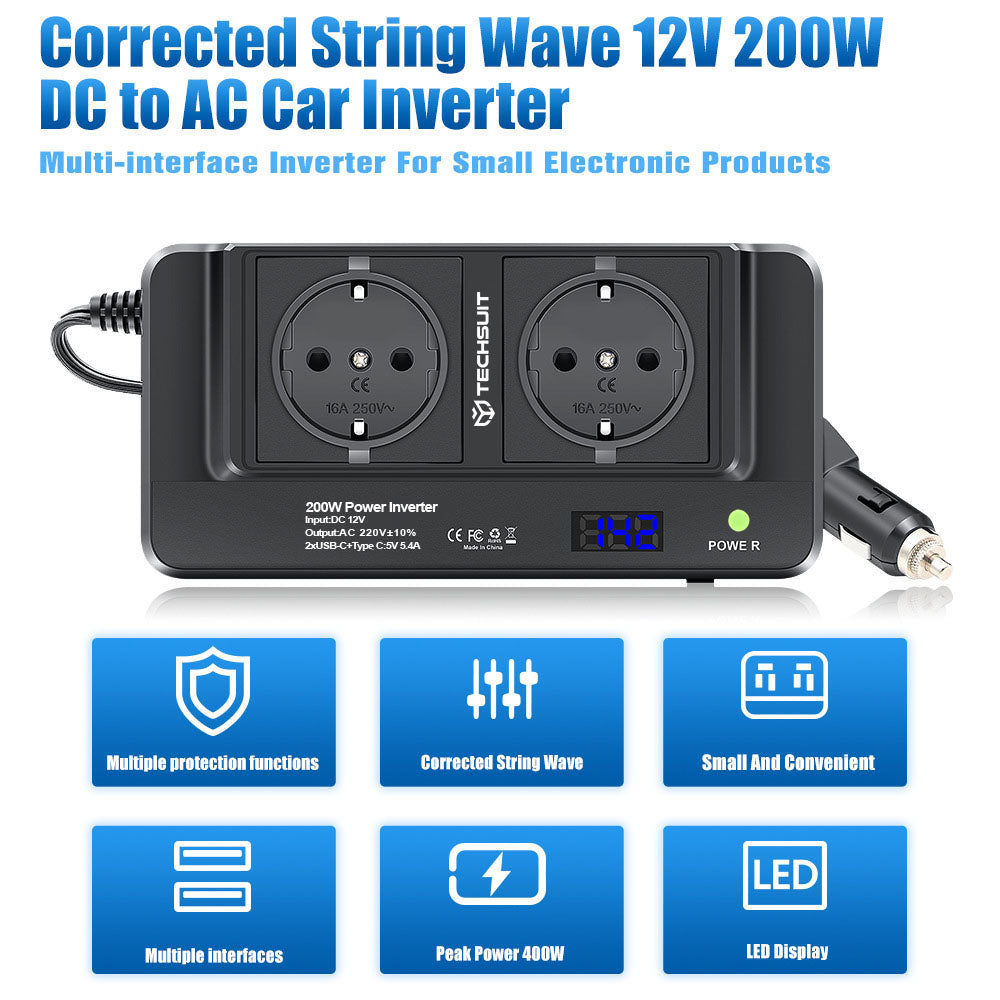 Invertitore Elettrico Auto Techsuit PowerDriveX, 200W
