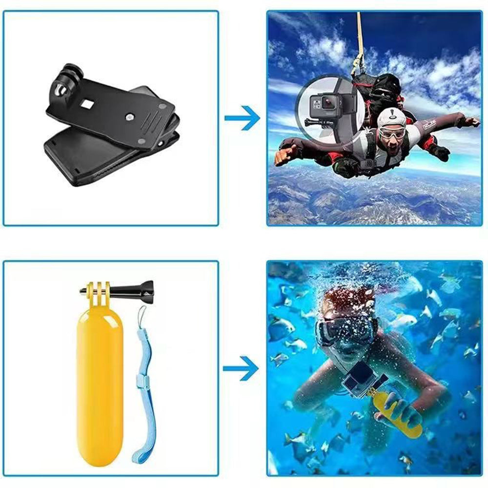 Kit Accessori Camera Sport Techsuit SA15 per GoPro / SJCAM Series, 15in1, Nero