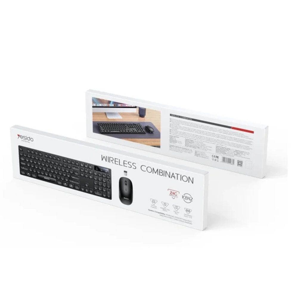 Kit Tastiera e Mouse Wireless Yesido KB42, Nero