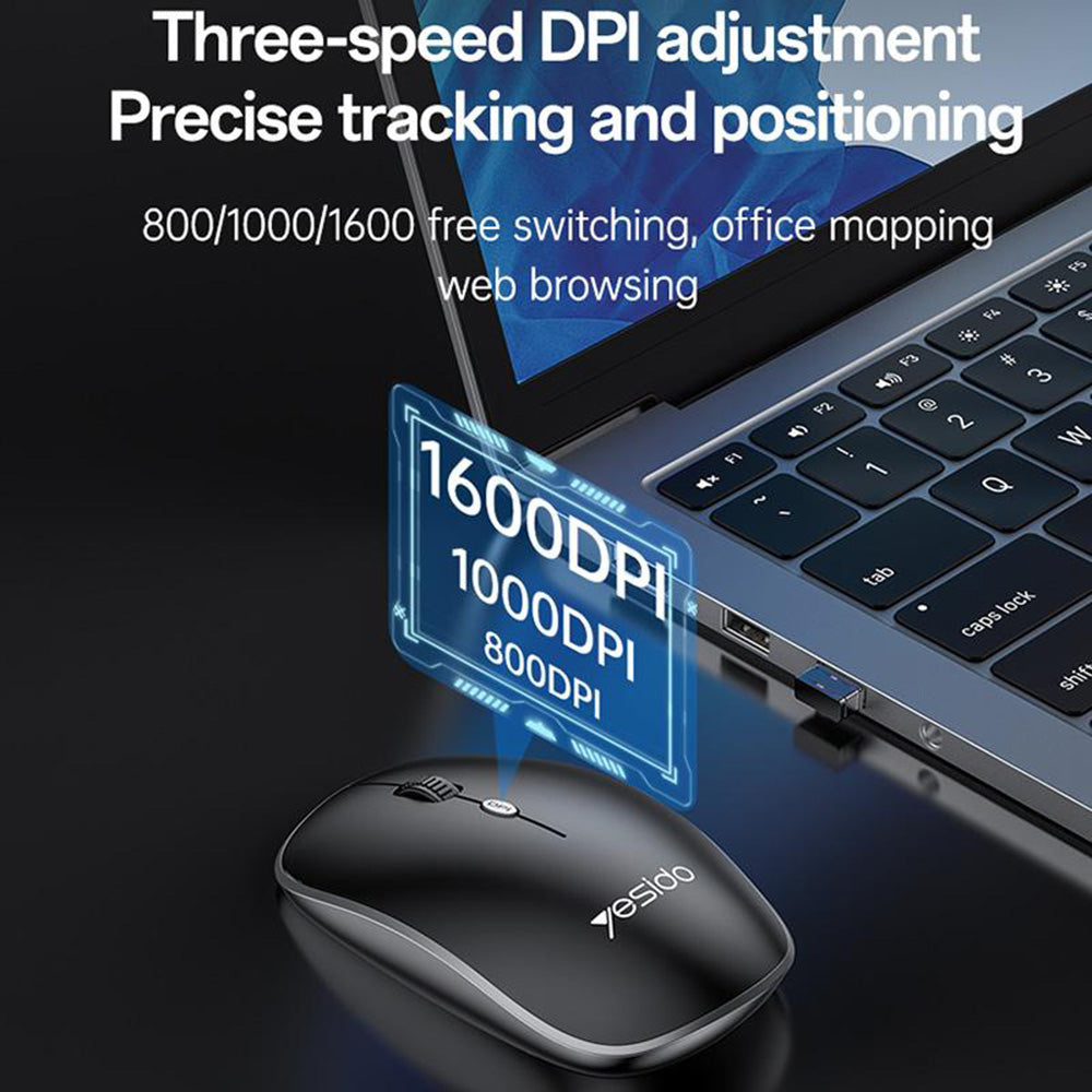 Kit Tastiera e Mouse Wireless Yesido KB43, Nero