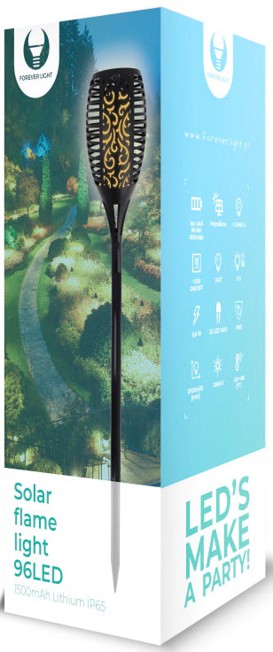 Lampada Solare Forever, 96Led, 2800K, IP65, Nera