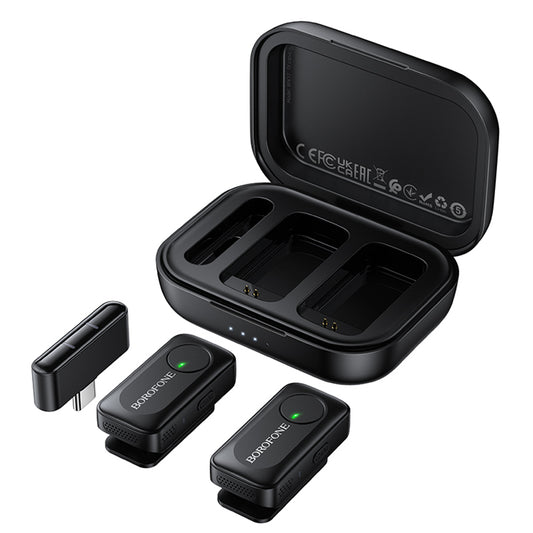 Lavalier Borofone BFK17 Lemai, USB-C, Set 2 pezzi, Nero