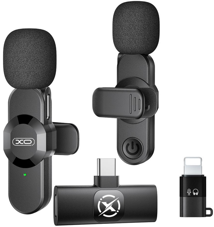Lavaliera XO Design MC14 Dual, USB-C / Lightning, Set 2 pezzi, Nera
