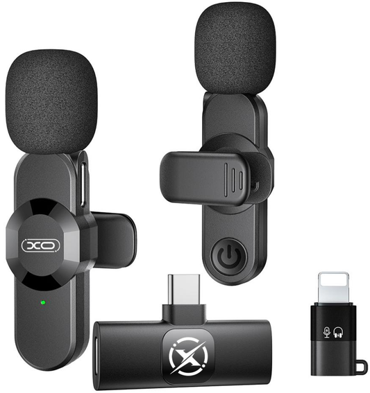 Lavaliera XO Design MC14 Dual, USB-C / Lightning, Set 2 pezzi, Nera
