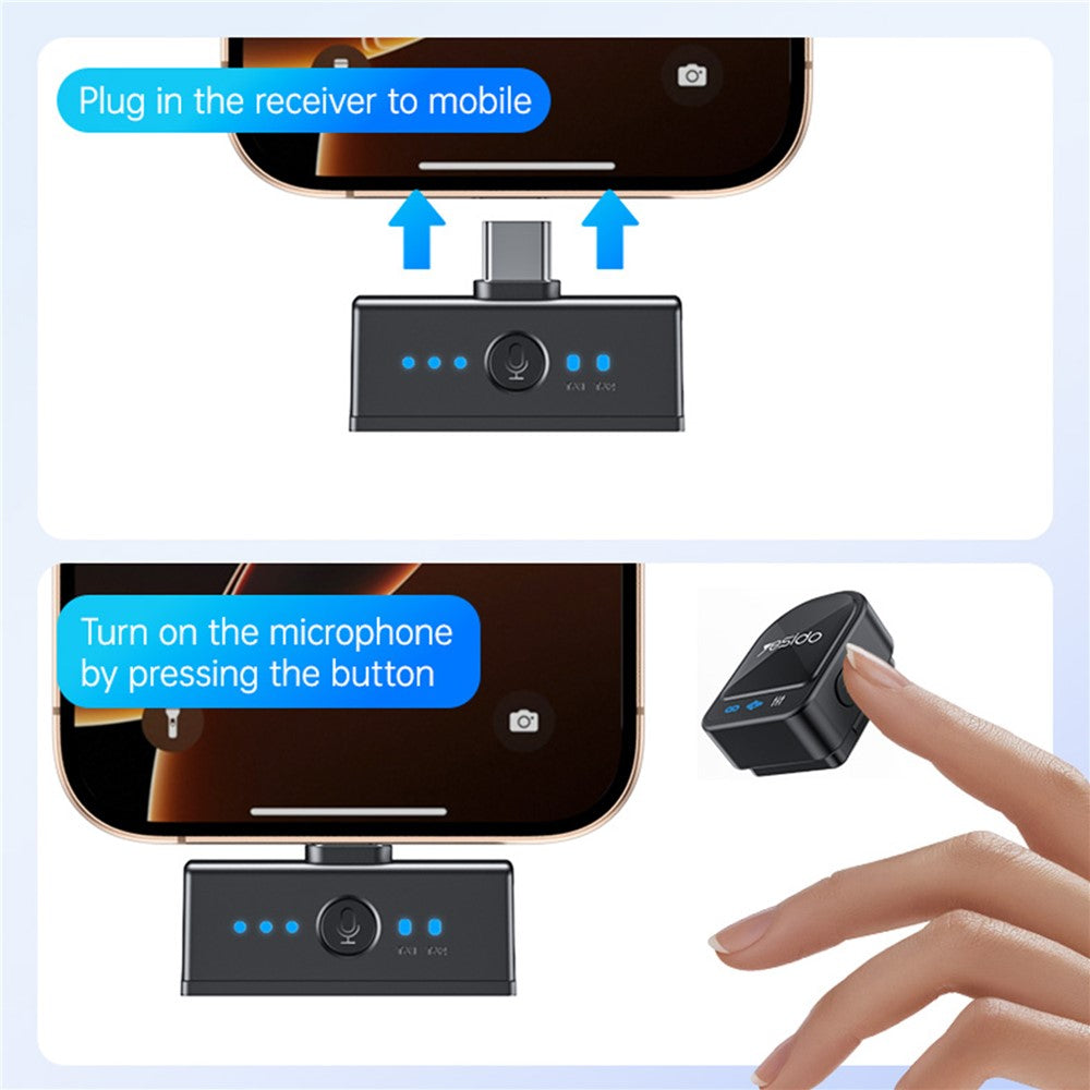 Lavalier Yesido KR19, USB-C / Lightning, Set 2 pezzi, Nero