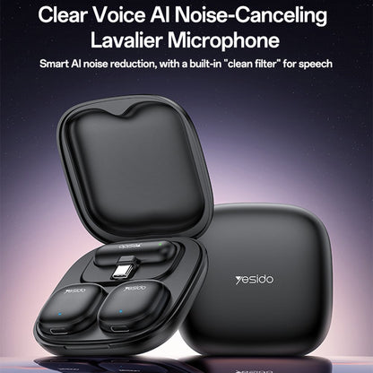 Lavaliera Yesido KR21, USB-C, Set 2 pezzi, Nera