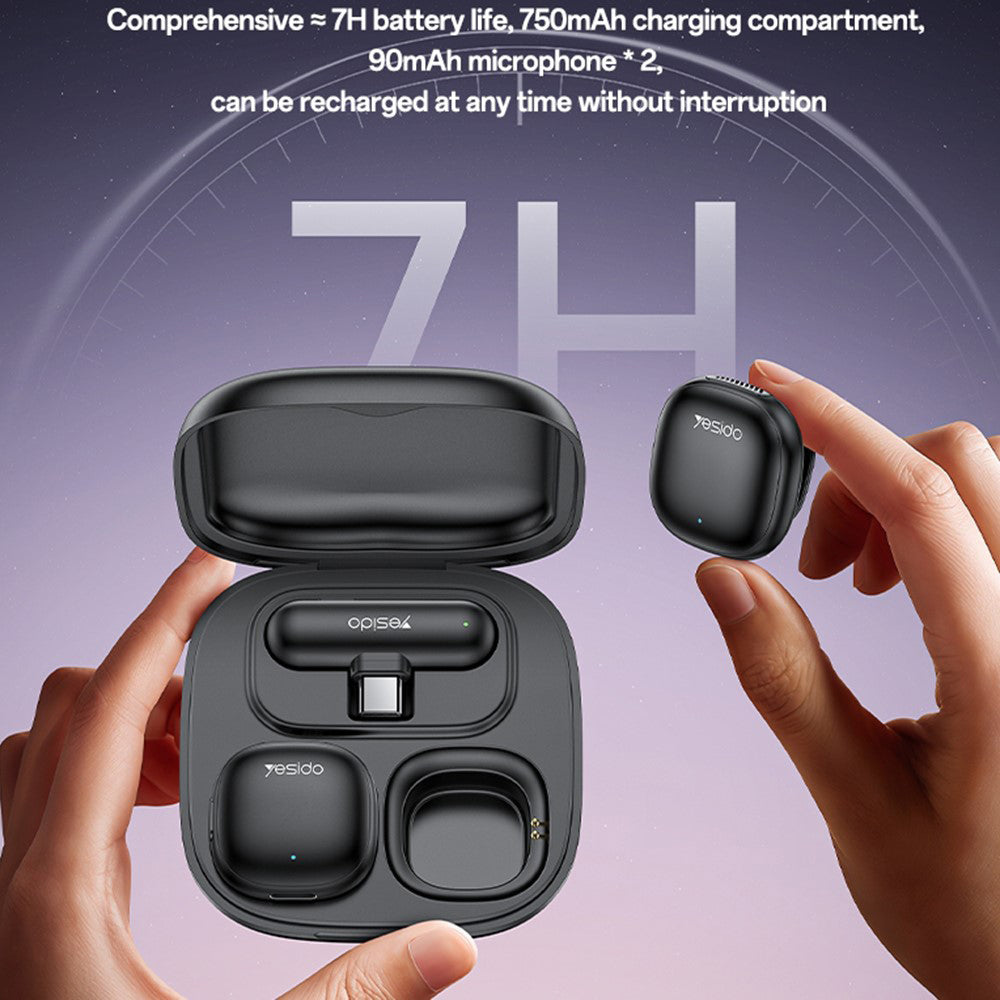 Lavaliera Yesido KR21, USB-C, Set 2 pezzi, Nera