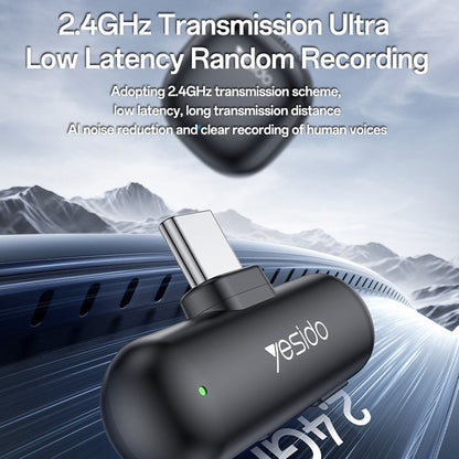 Lavaliera Yesido KR21, USB-C, Set 2 pezzi, Nera