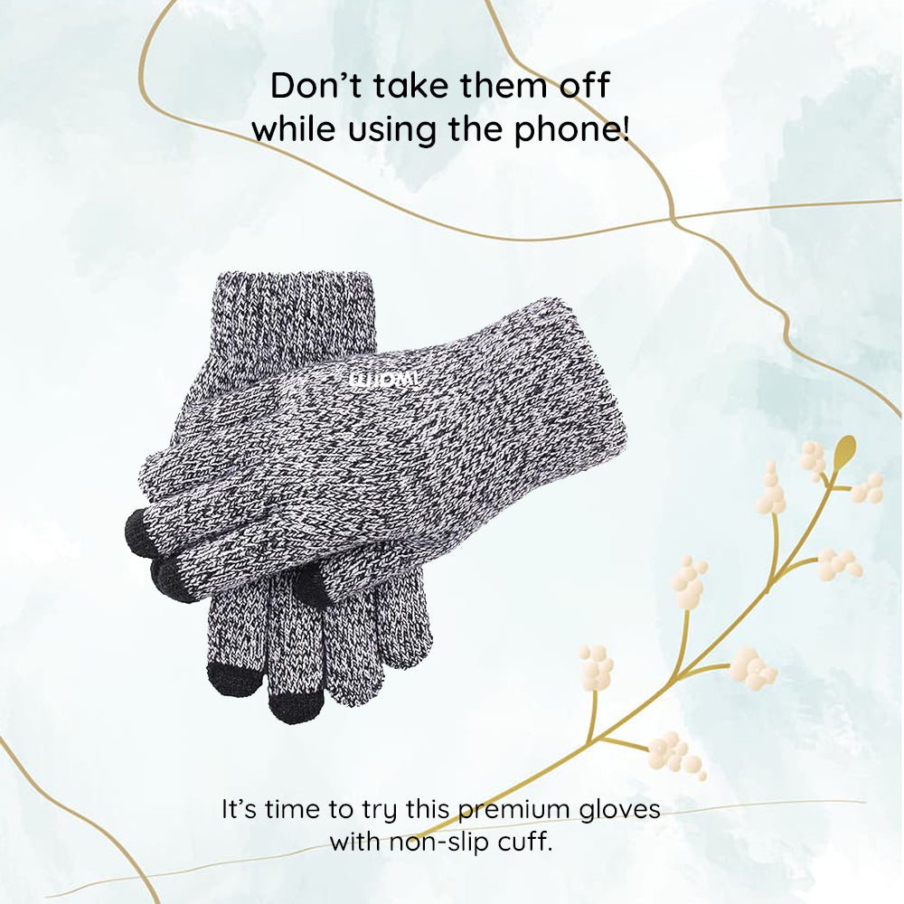 Guanti Invernali Touch Iwarm ST0018, Taglia 23cm, Nero Grigio