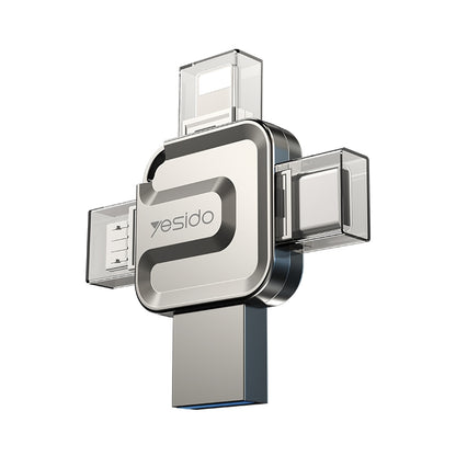 Memoria Esterna USB-A 3.0 / Lightning / USB-C / microUSB Yesido FL15, 128Gb