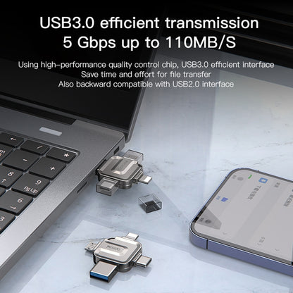 Memoria Esterna USB-A 3.0 / Lightning / USB-C / microUSB Yesido FL15, 128Gb