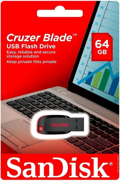 Memoria Esterna USB-A SanDisk Cruzer Blade, 64Gb SDCZ50-064G-B35