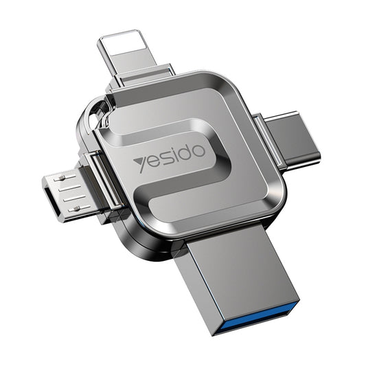 Memoria Esterna USB-A 3.0 / Lightning / USB-C / microUSB Yesido FL15, 64Gb
