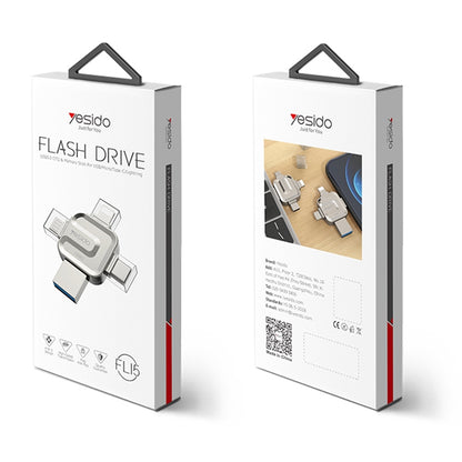 Memoria Esterna USB-A 3.0 / Lightning / USB-C / microUSB Yesido FL15, 64Gb