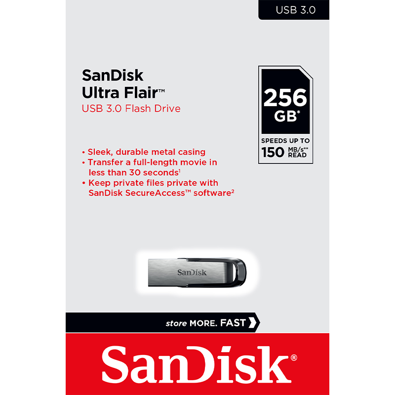 Memoria Esterna USB-A 3.0 SanDisk Ultra Flair, 256Gb SDCZ73-256G-G46