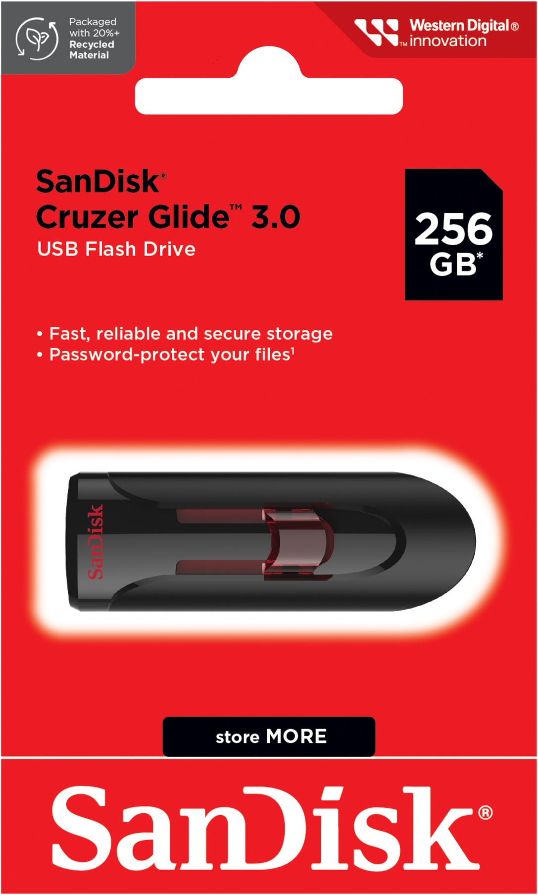 Memoria Esterna USB-A 3.0 SanDisk Cruzer Glide, 256Gb SDCZ600-256G-G35