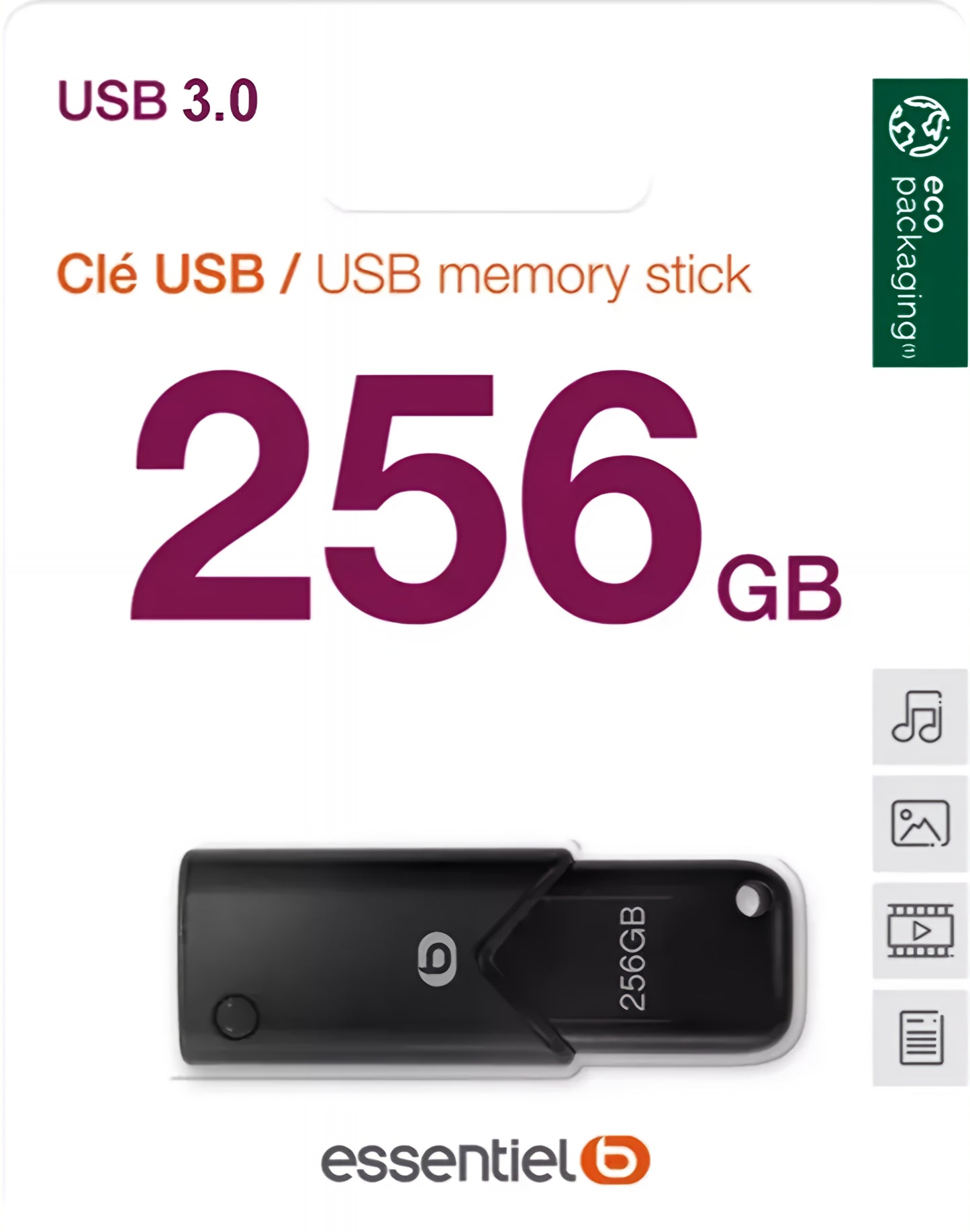 Memoria Esterna USB-A 3.2 Essentiel-B B120, 256Gb EKMMD256123EB