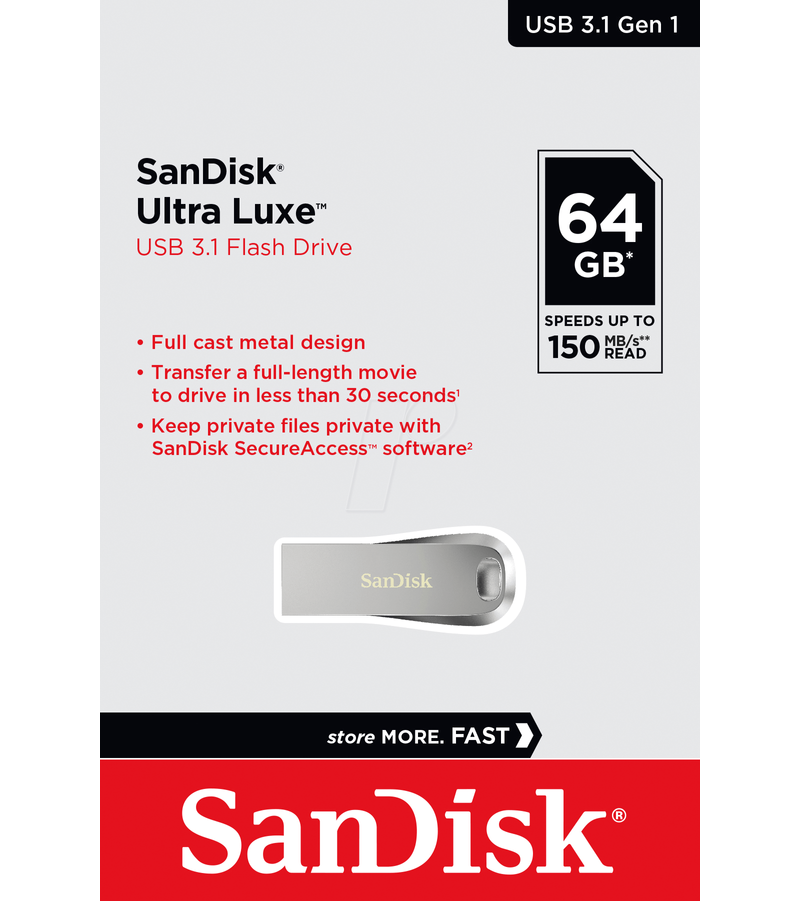 Memoria Esterna USB-A 3.2 SanDisk Ultra Luxe, 64Gb SDCZ74-064G-G46