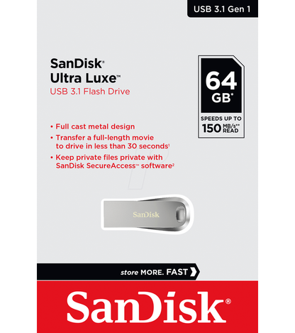 Memoria Esterna USB-A 3.2 SanDisk Ultra Luxe, 64Gb SDCZ74-064G-G46