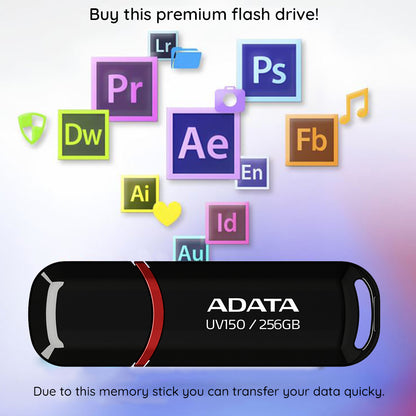 Memoria esterna USB-A 3.2 Adata UV150, 64 GB AUV150-64G-RBK