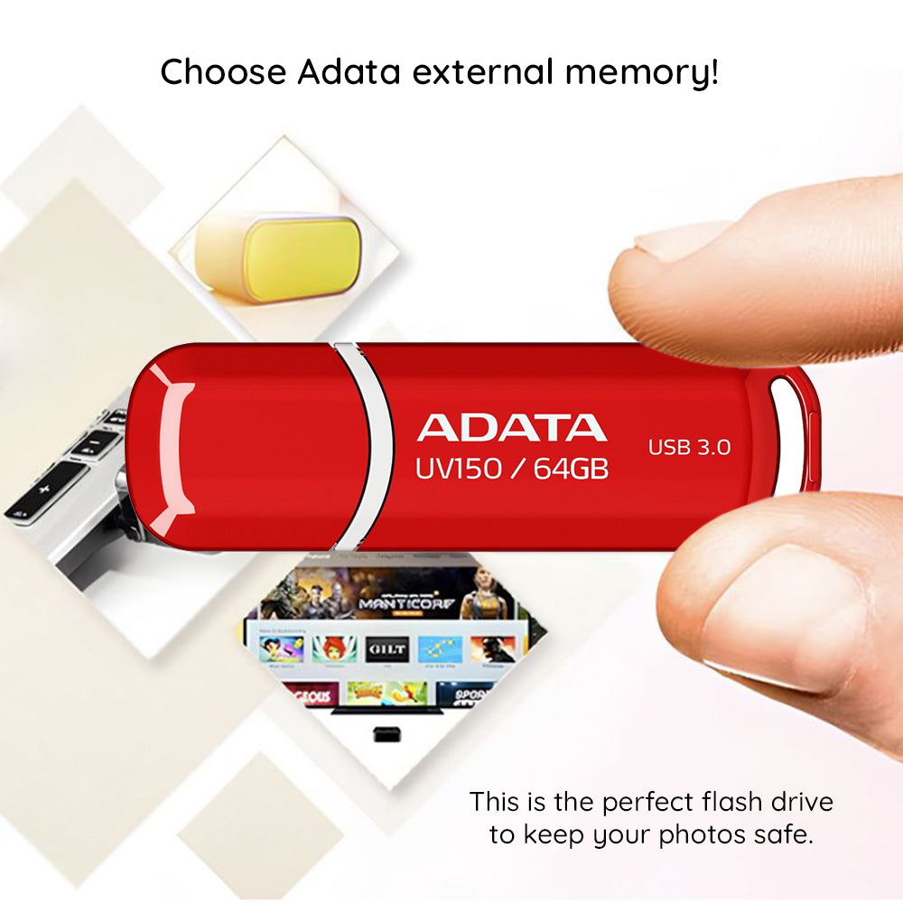 Memoria esterna USB-A 3.2 Adata UV150, 64 GB AUV150-64G-RBK
