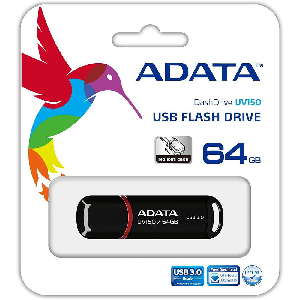 Memoria esterna USB-A 3.2 Adata UV150, 64 GB AUV150-64G-RBK