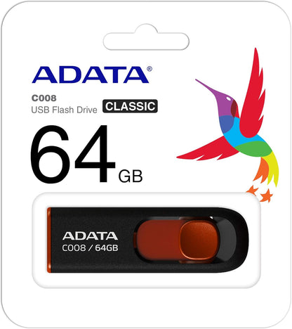 Memoria Esterna USB-A Adata C008, 64Gb AC008-64G-RKD