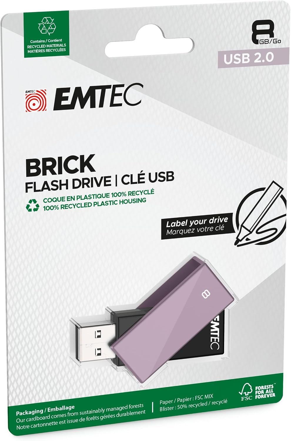 External USB-A Memory Emtec C350 Brick, 8Gb ECMMD8GC352