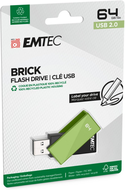 Memoria Esterna USB-A Emtec C350 Brick, 64Gb ECMMD64GC352
