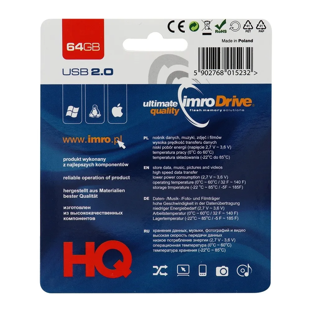 External USB-A Memory Imro, 64Gb