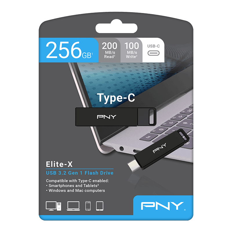 Memoria Esterna USB-C PNY Elite X, 64Gb P-FDI64GELTXC-GE
