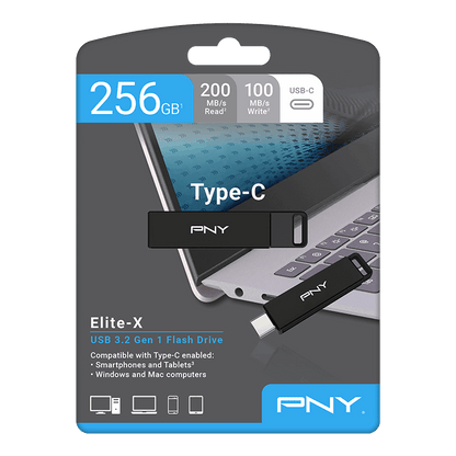 Memoria Esterna USB-C PNY Elite X, 64Gb P-FDI64GELTXC-GE