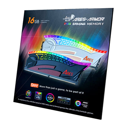 Memoria RAM Dato Ares Armor, DDR4, RGB, 2 x 8GB, 3600Mhz, CL18, Nera AMRGB8GX216G36K