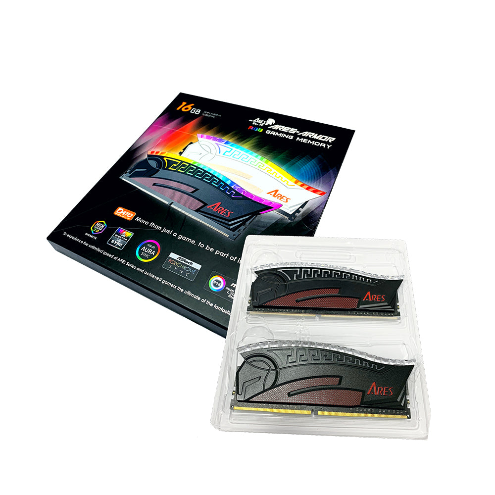 Memoria RAM Dato Ares Armor, DDR4, RGB, 2 x 8GB, 3600Mhz, CL18, Nera AMRGB8GX216G36K