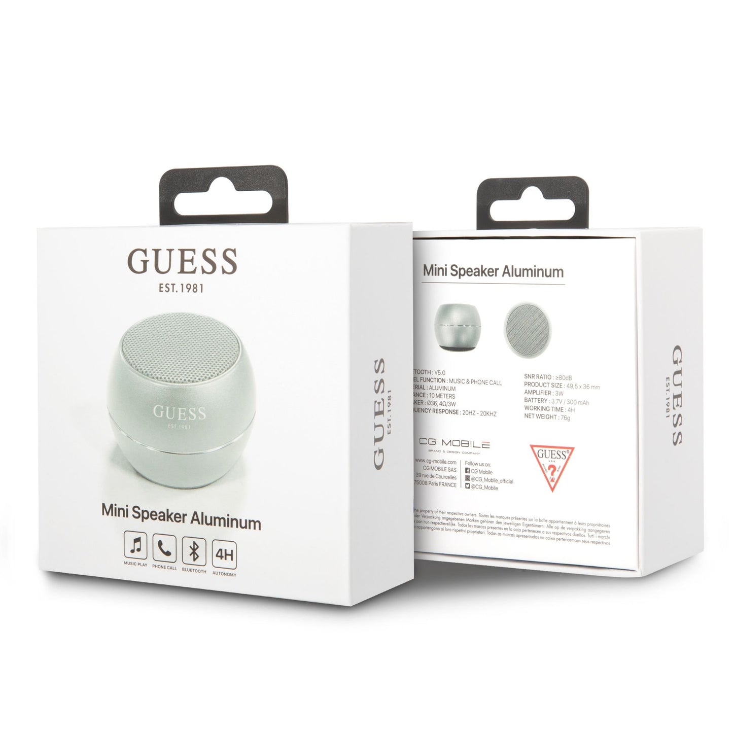 Cassa Portatile Bluetooth Guess, 3W, Argento