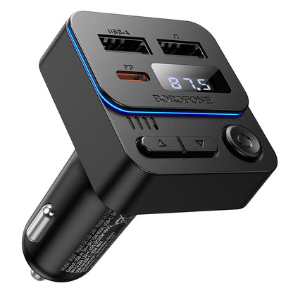 Modulatore FM Bluetooth Borofone BC60 Hero, 2 x USB-A - 1 x USB-C