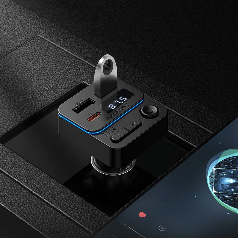 Modulatore FM Bluetooth Borofone BC60 Hero, 2 x USB-A - 1 x USB-C