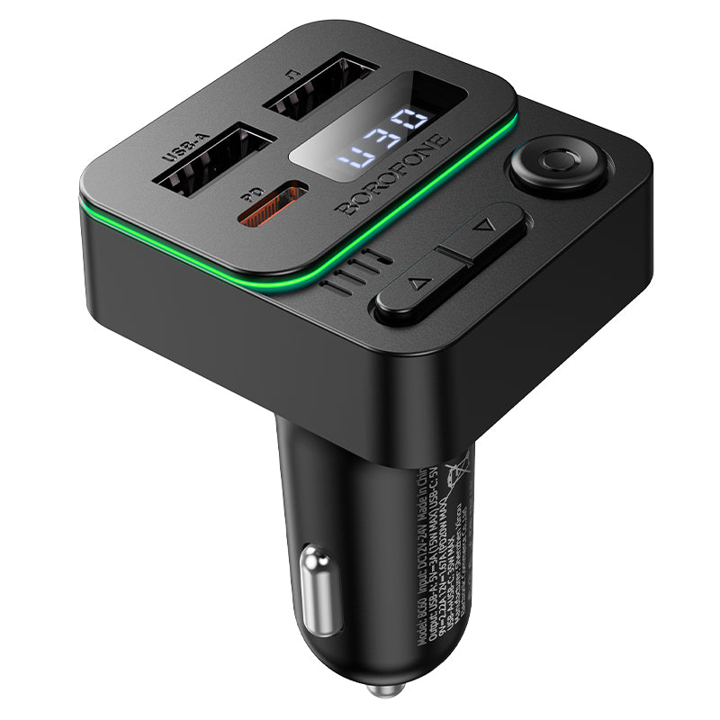 Modulatore FM Bluetooth Borofone BC60 Hero, 2 x USB-A - 1 x USB-C