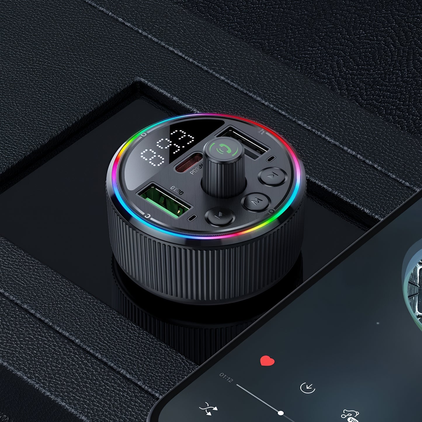 Modulatore FM Bluetooth HOCO E82, 2 x USB-A - 1 x USB-C