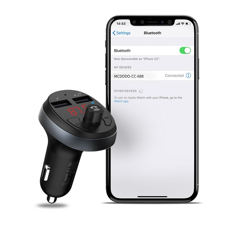 Modulatore FM Bluetooth McDodo, 2 x USB-A