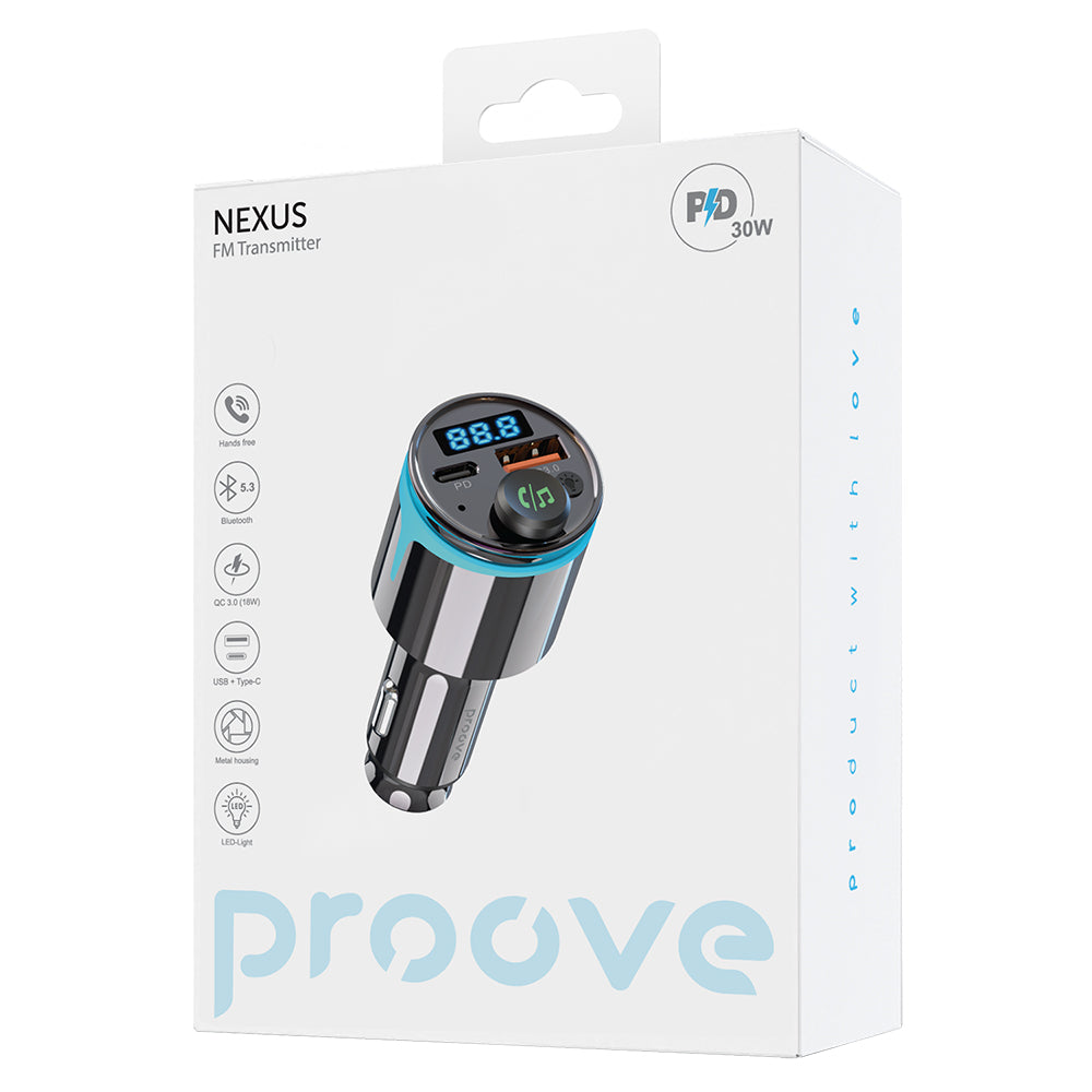 Proove Bluetooth FM Modulator, 1 x USB-A - 1 x USB-C FMNX30110001