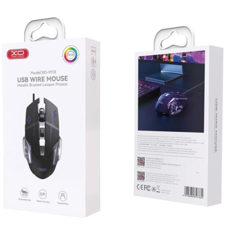 Mouse Gaming Wired USB XO Design M10, RGB, 3200DPI, Nero