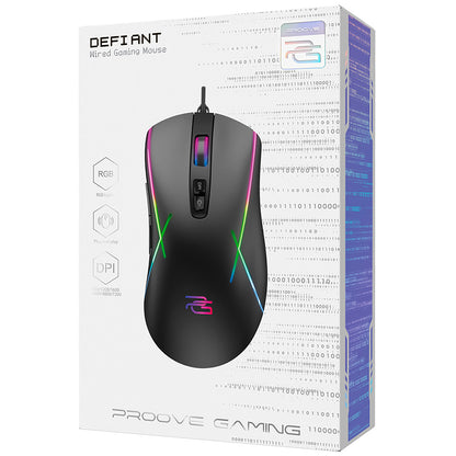 Mouse Gaming Cablato USB Proove Defiant, RGB, 7200DPI, Nero CMDE00000102