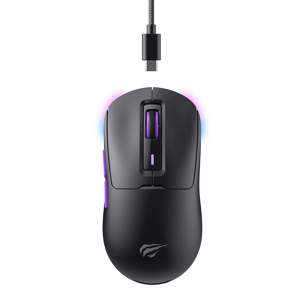 Mouse Gaming Wireless HAVIT MS969WB, RGB, 1000DPI - 16000DPI, BT / Wi-Fi / Cablato, Nero