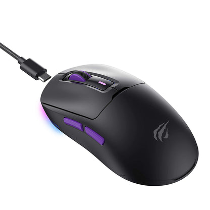 Mouse Gaming Wireless HAVIT MS969WB, RGB, 1000DPI - 16000DPI, BT / Wi-Fi / Cablato, Nero