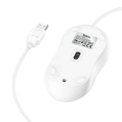 Mouse Wired USB HOCO GM13, 1600DPI, White