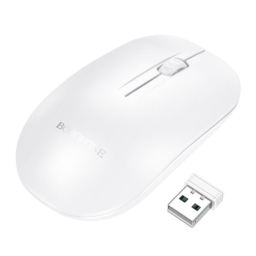 Mouse Wireless Borofone BG14 Planet, 1000DPI, BT / Wi-Fi, Bianco