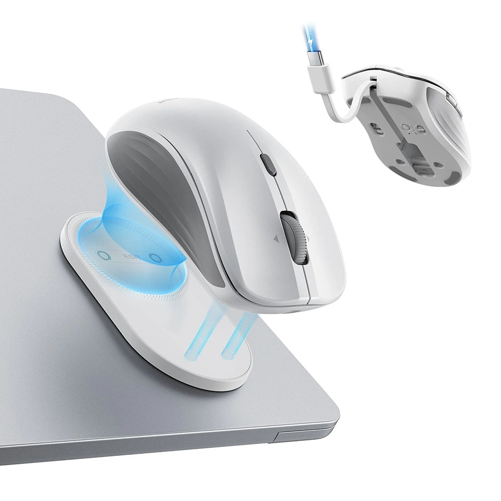 Mouse Wireless ESR MagMouse, 800DPI - 4800DPI, BT / Wi-Fi, Bianco