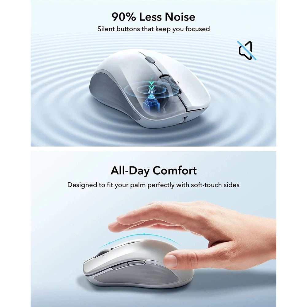 Mouse Wireless ESR MagMouse, 800DPI - 4800DPI, BT / Wi-Fi, Bianco