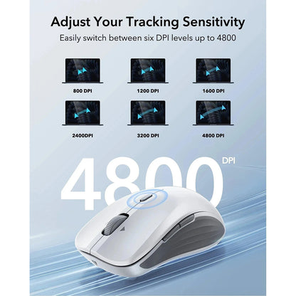 Mouse Wireless ESR MagMouse, 800DPI - 4800DPI, BT / Wi-Fi, Bianco